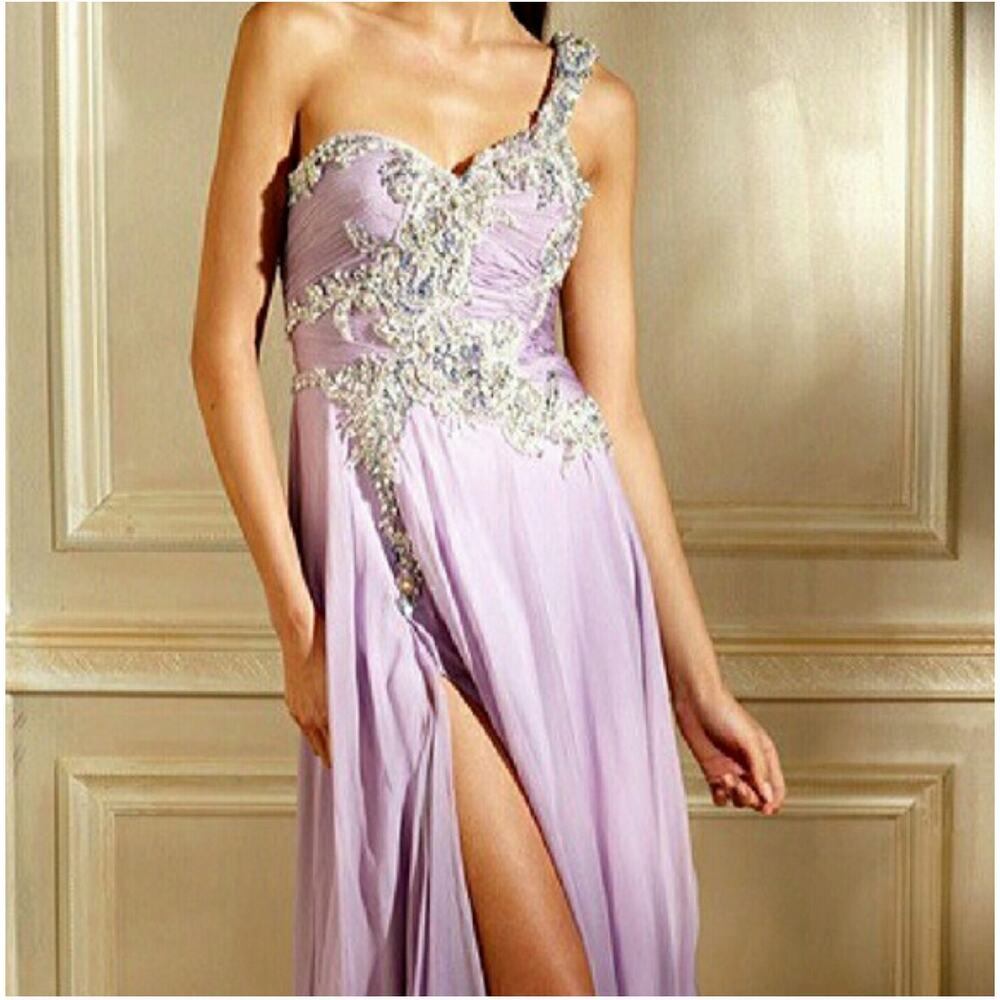 NWT Stunning Designer Terani Couture Crystal Lilac Prom Evening Dress Sz 14